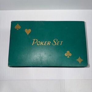 Vintage 1950 United States Playing Card Poker Set. Cards & Chips Display Box